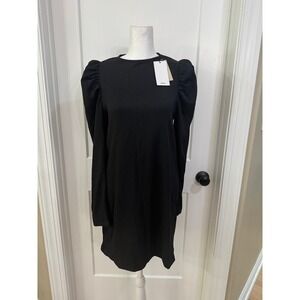 Mango Black Mini Dress Puff Long Sleeve New‎ With Tags Size M